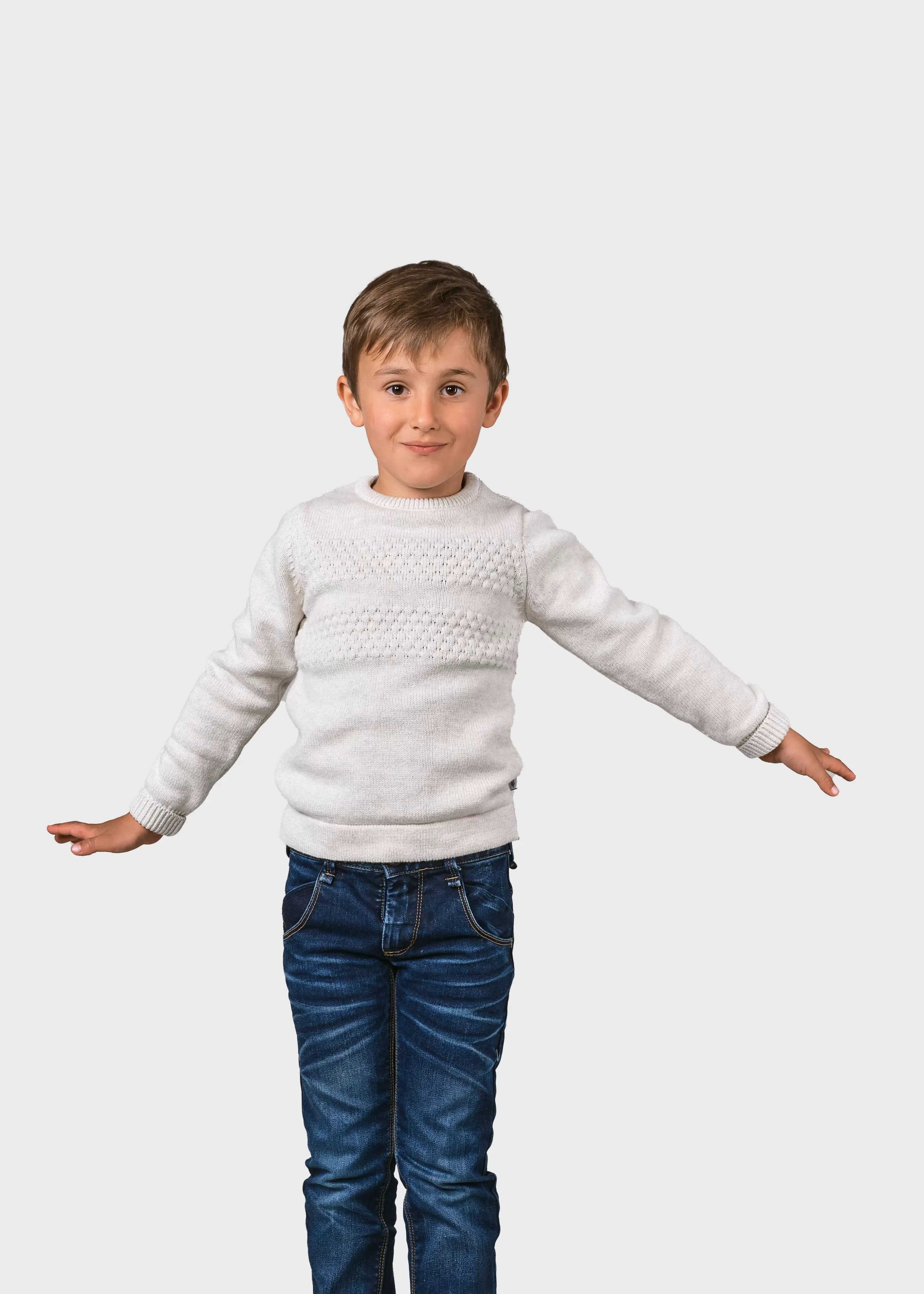 Klitmoller Collective Kids fisher cotton knit - Cream- Kinder