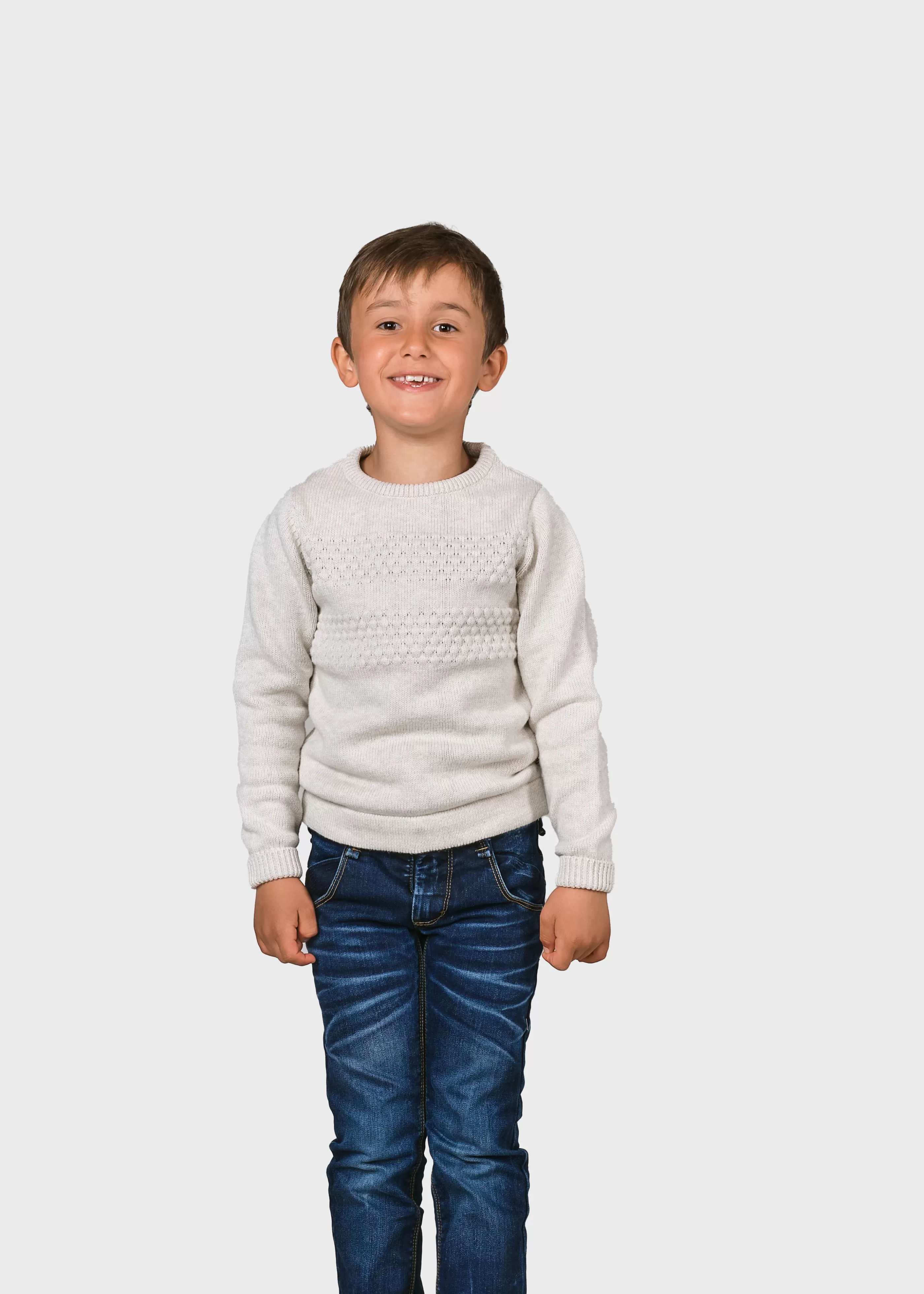 Klitmoller Collective Kids fisher cotton knit - Cream- Kinder